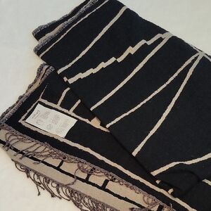 Wilfred Black and Beige Striped Blanket
